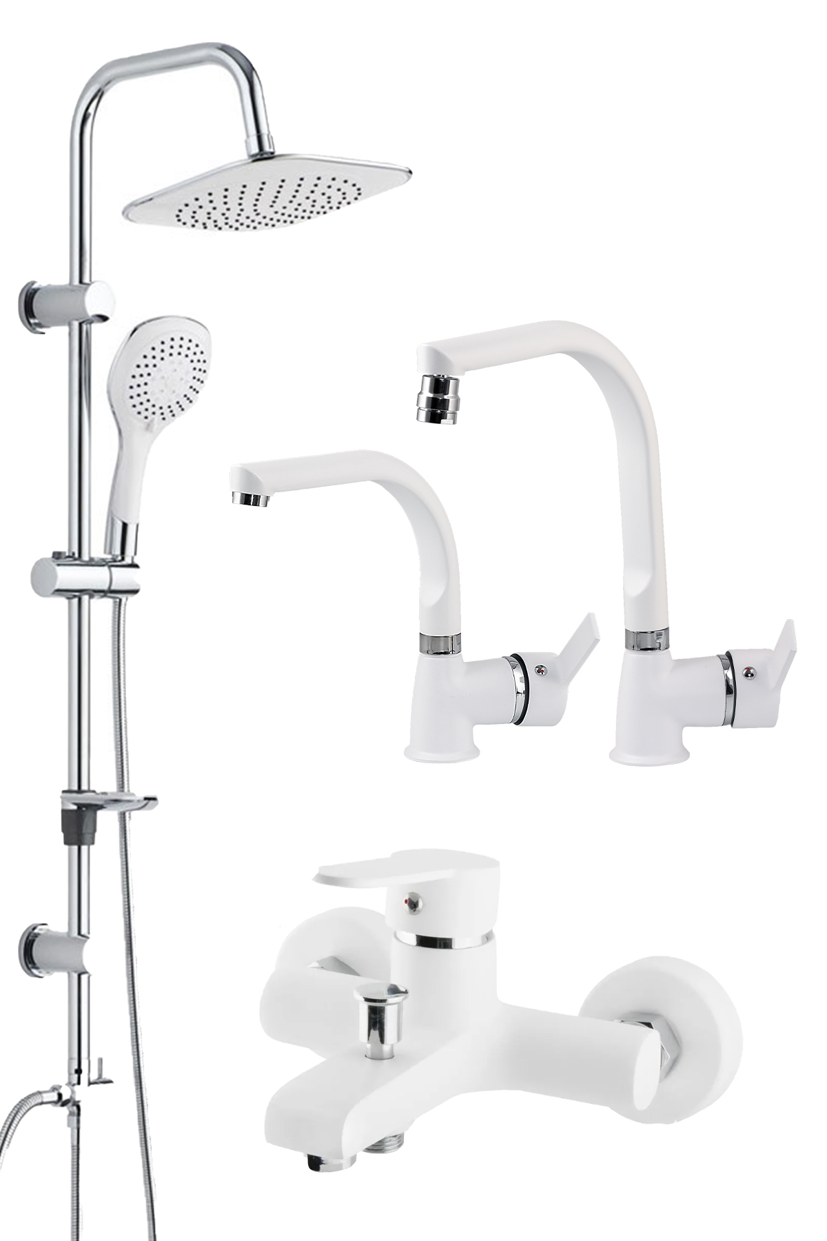 BF53 Beyaz Tepe Duş Robotu Duş Seti Banyo Lavabo Mutfak Bataryası