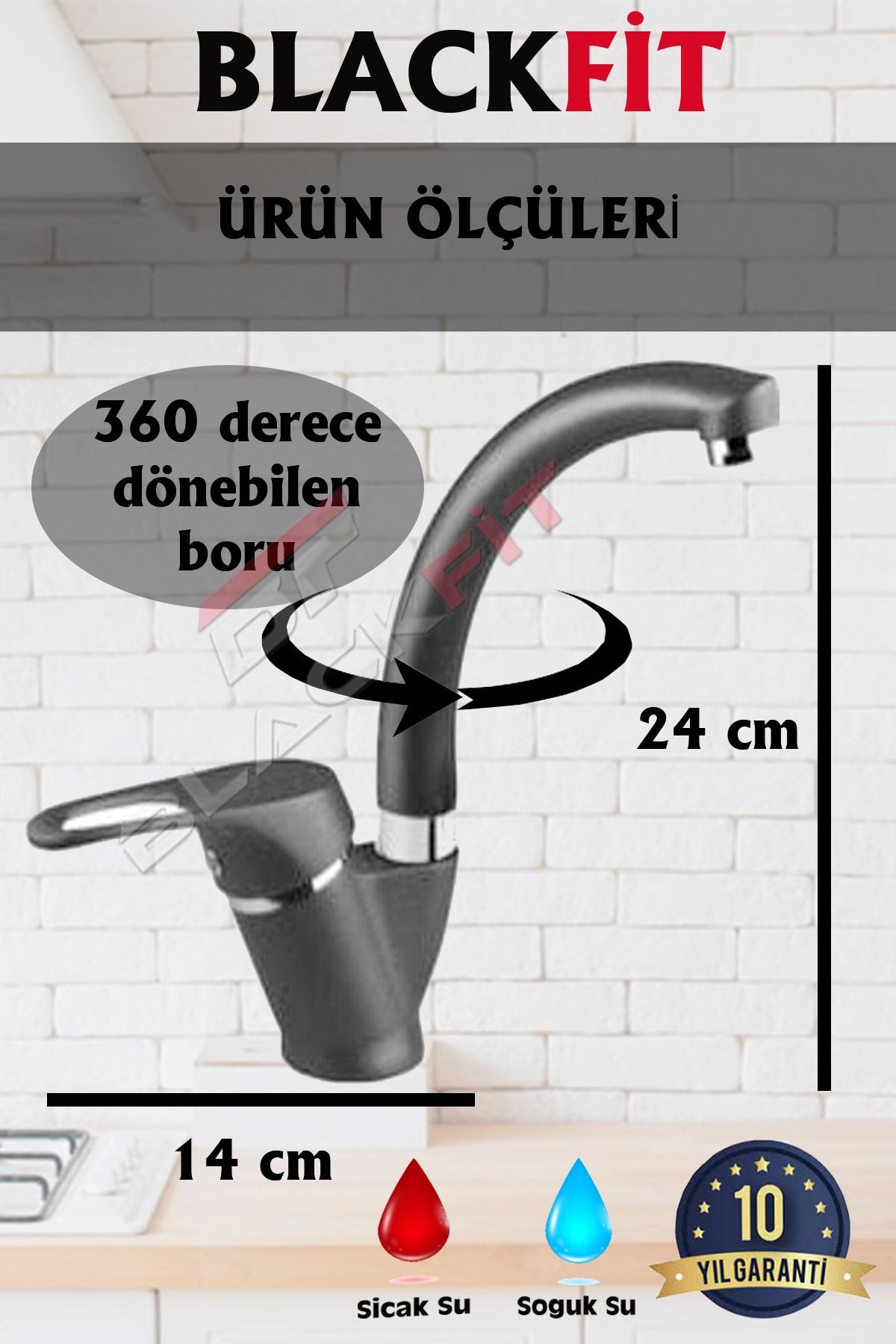 Siyah Mix Banyo Lavabo Bataryası Musluk Çeşmesi Çift Su Girişli