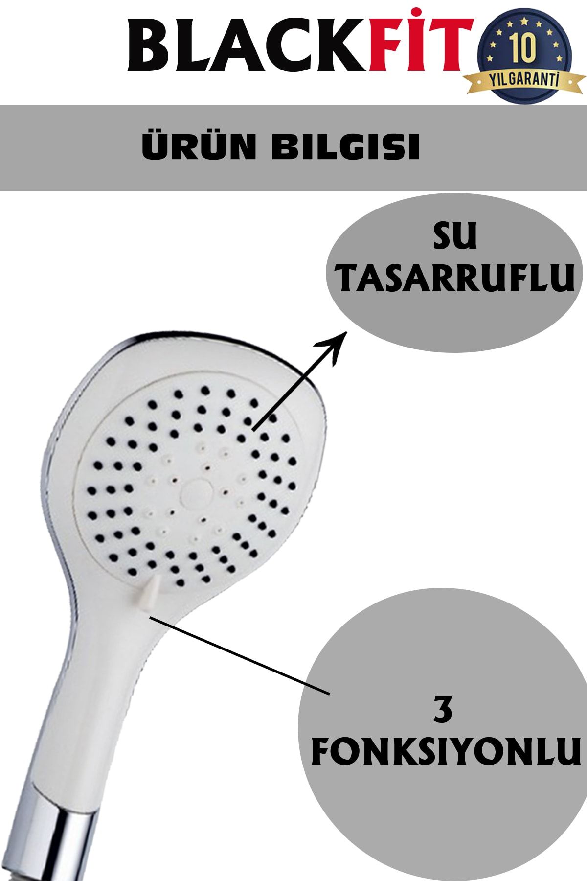 10 Yıl Garantili Mix Beyaz Aç Kapa Çift Su Girişli Banyo Bataryası Ruby Duş Başlığı Set