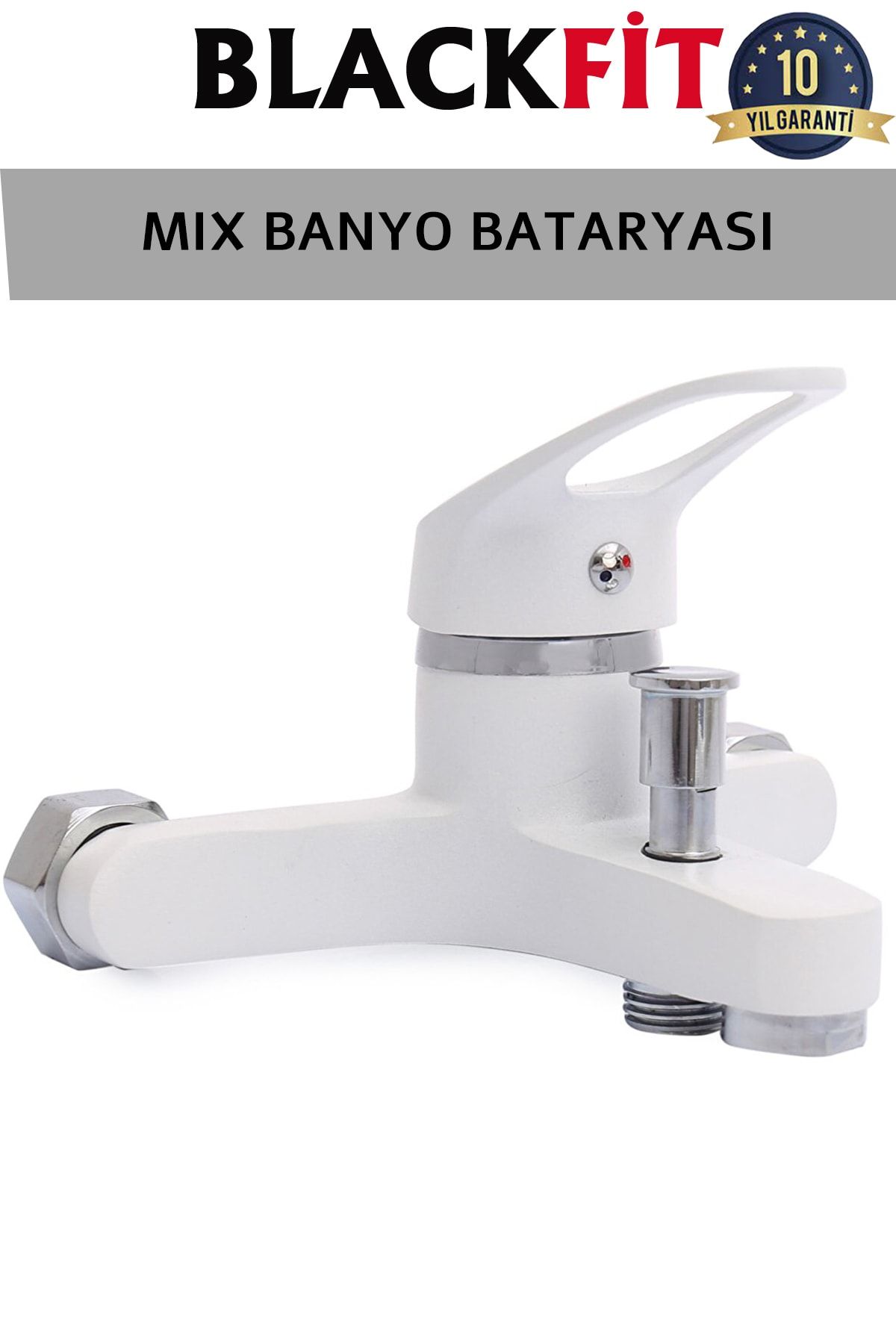 10 Yıl Garantili Mix Beyaz Aç Kapa Çift Su Girişli Banyo Bataryası Ruby Duş Başlığı Set