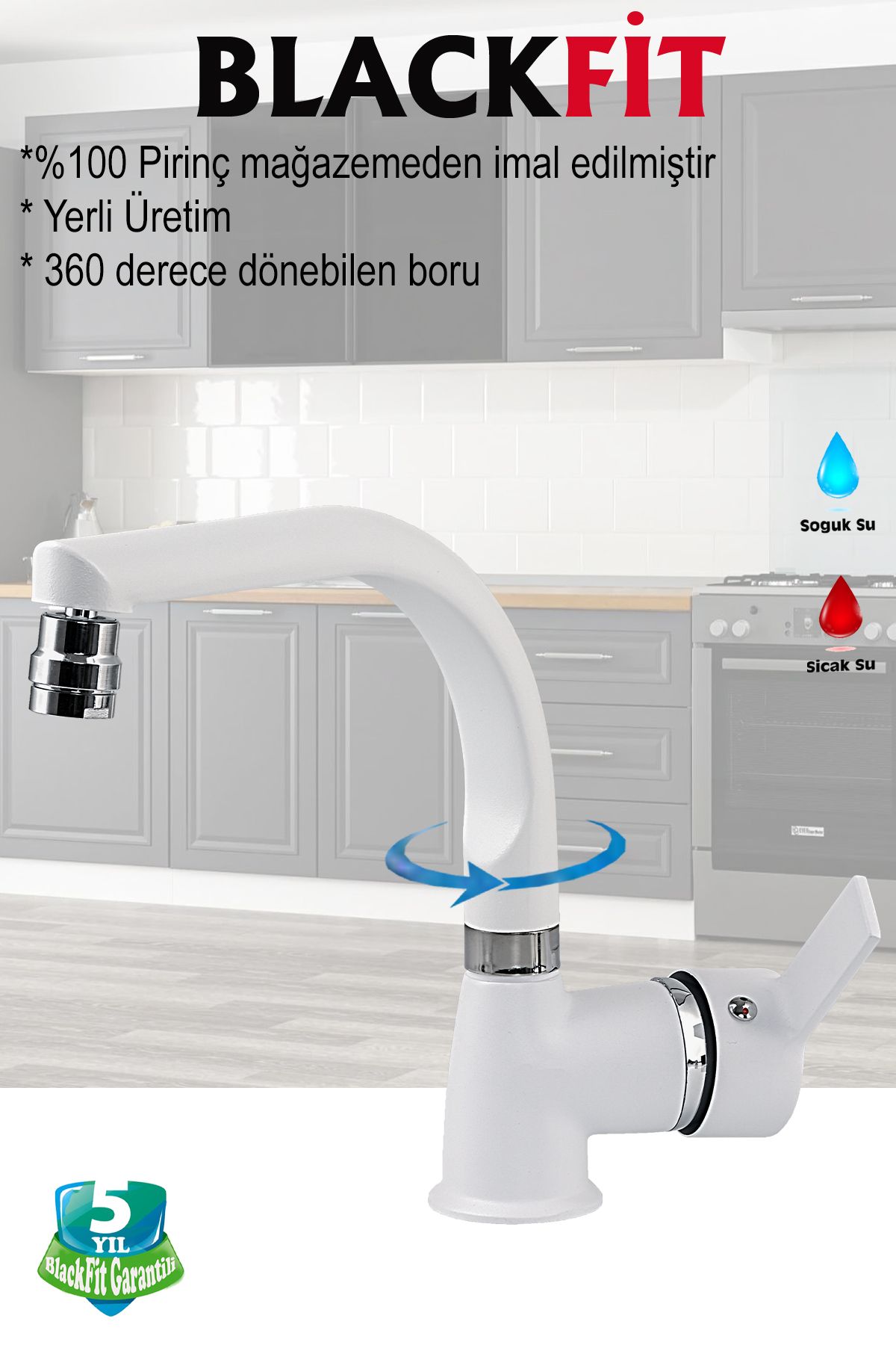 Beyaz Delta Lavabo Bataryası Oynar Başlıklı Banyo Bataryası Çift Su Girişli Lavabo Musluğu Çeşme