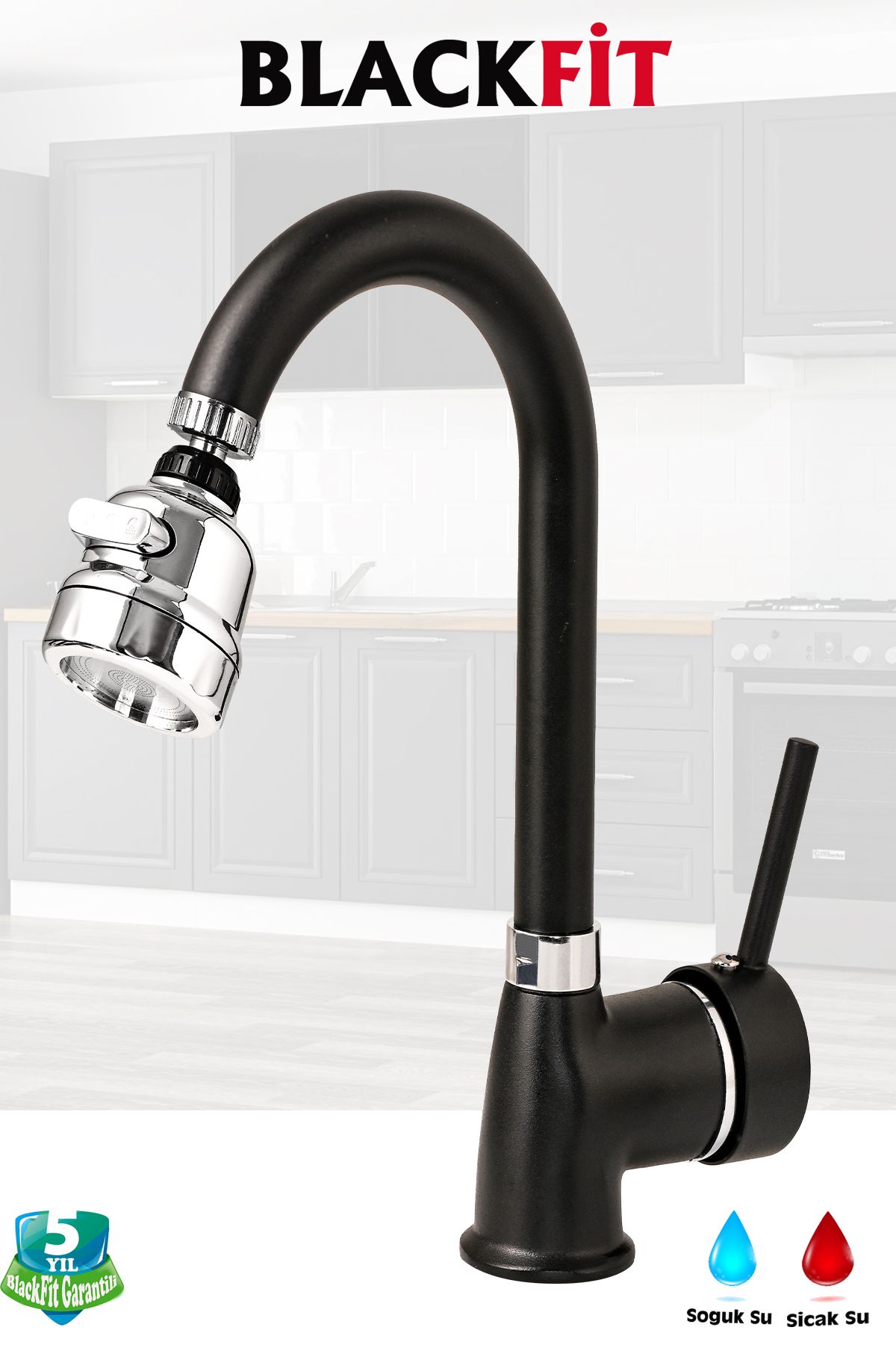 Siyah Tepe Duş Seti Çubuk kol Duş Robotu Duş Başlığı Banyo Lavabo Bataryası Mutfak Çeşmesi