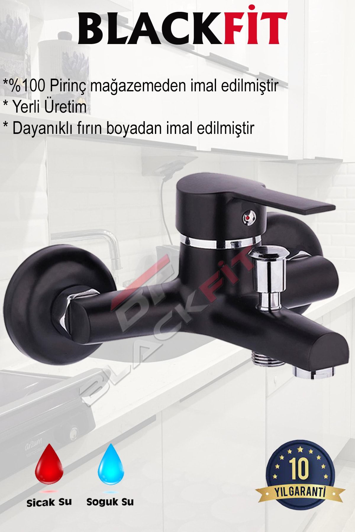 Delta Siyah Aç Kapa Çift Su Girişli Banyo Bataryası Sürgülü Duş Seti Duş Başlığı