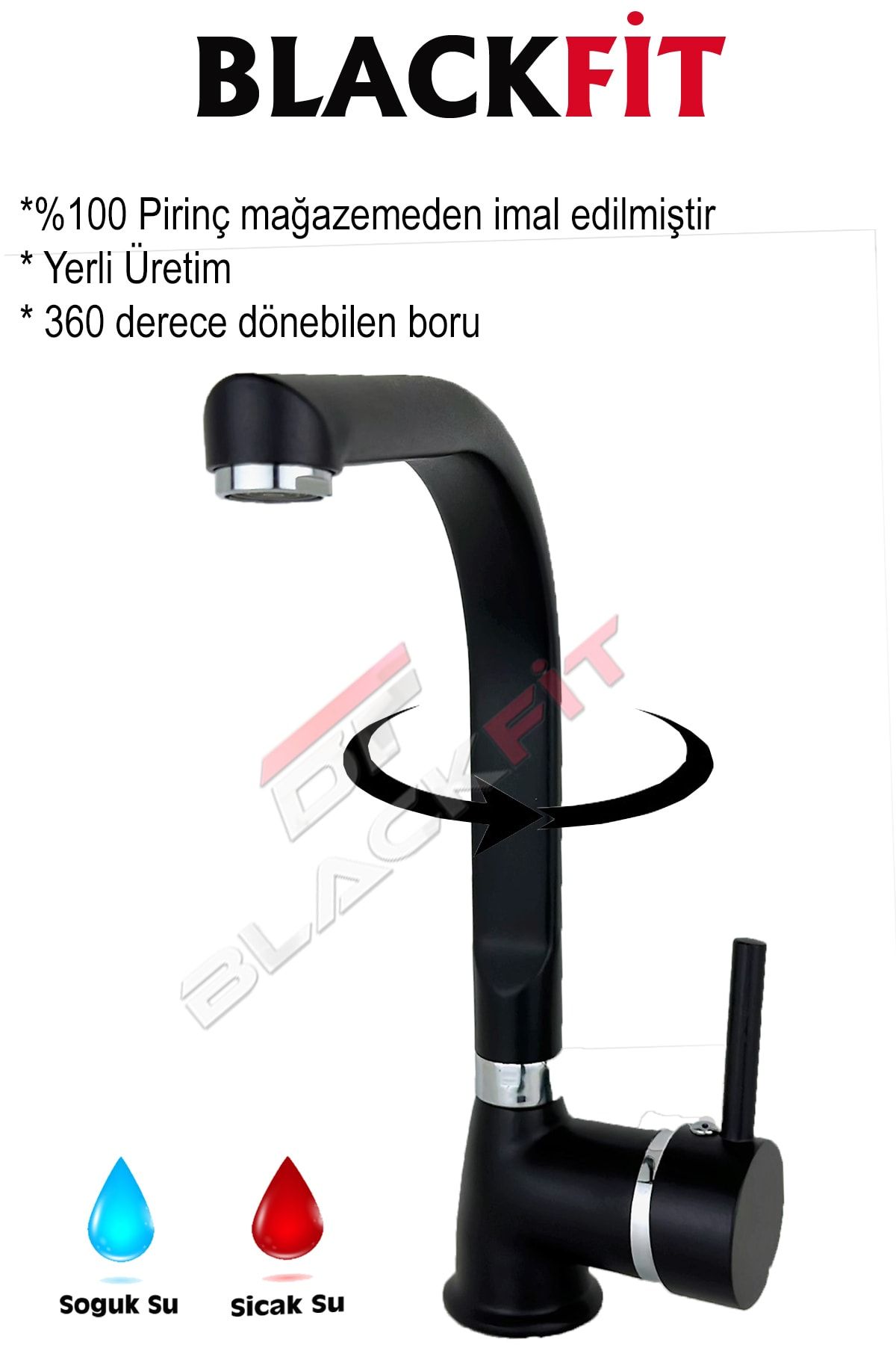 Siyah Tepe Duş Seti Duş Robotu Mutfak Bataryası Lavabo Bataryası 5 Yıl Garantili