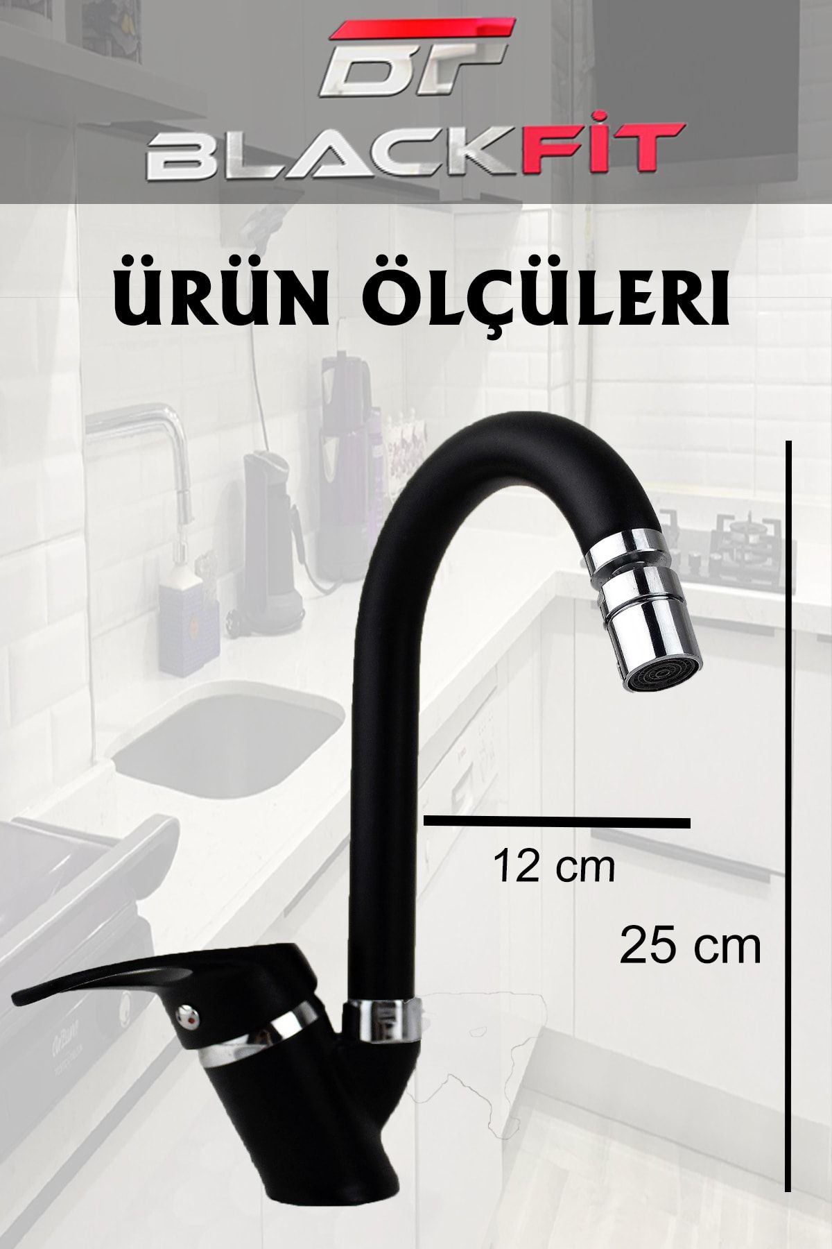 Siyah Mix Lavabo Bataryası Çift Su Girişli Aç Kapa Perletörlü Musluk Çeşme 5 Yıl Garantili