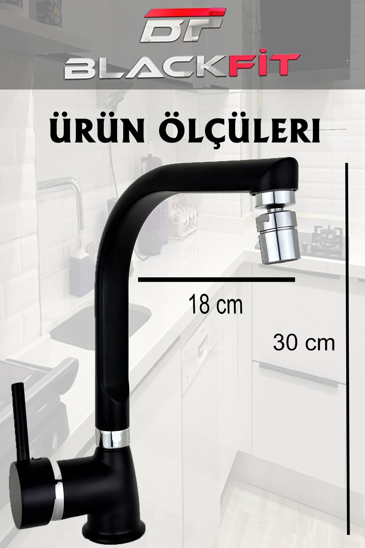 Siyah Oynar Başlıklı Mutfak Eviye Bataryası Çift Su Girişli Pirinç 5 Yıl Garantili