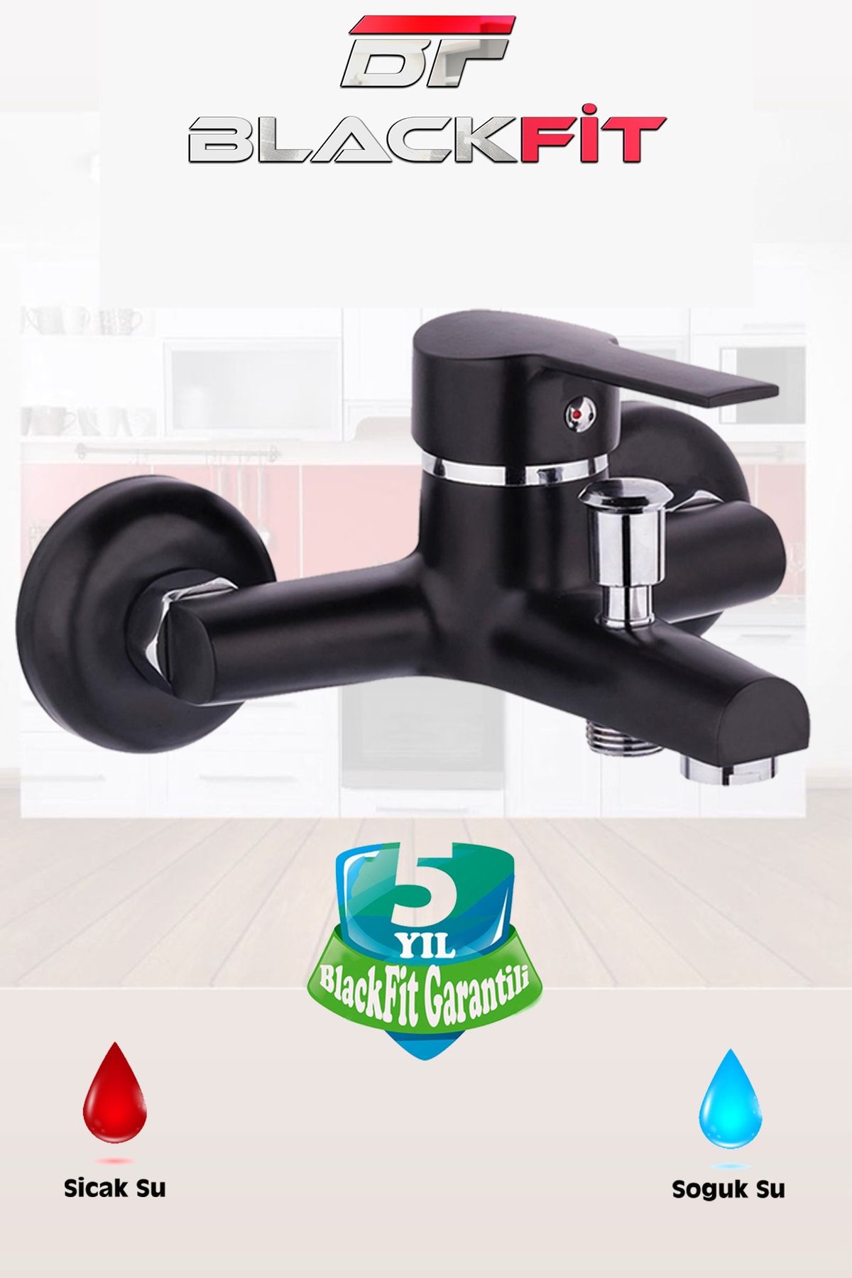 Siyah Delta 3 Lü Banyo Duş Bataryası Musluğu Seti Mutfak Ve Lavabo 5 Yıl Garanti