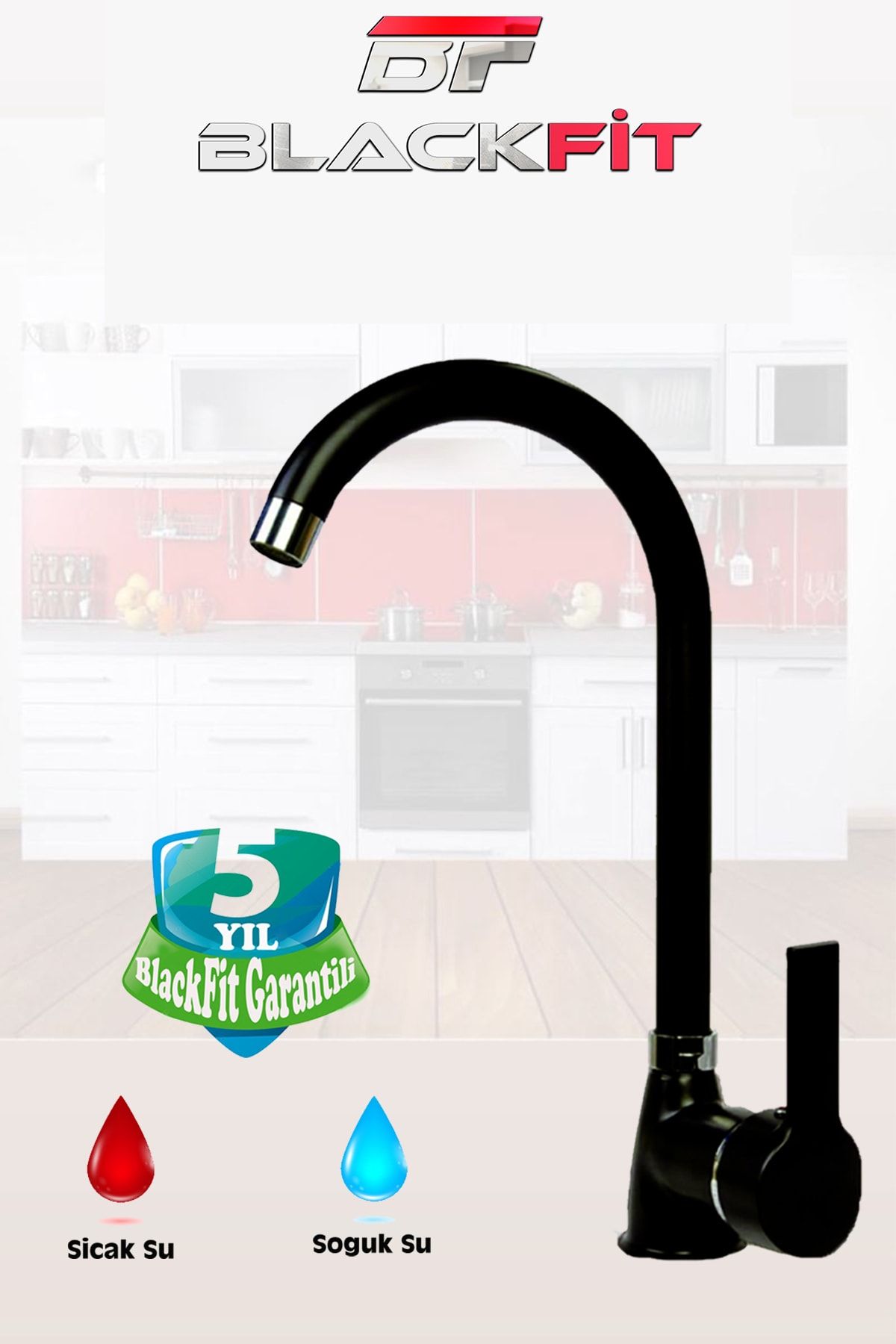 Siyah Delta 3 Lü Banyo Duş Bataryası Musluğu Seti Mutfak Ve Lavabo 5 Yıl Garanti