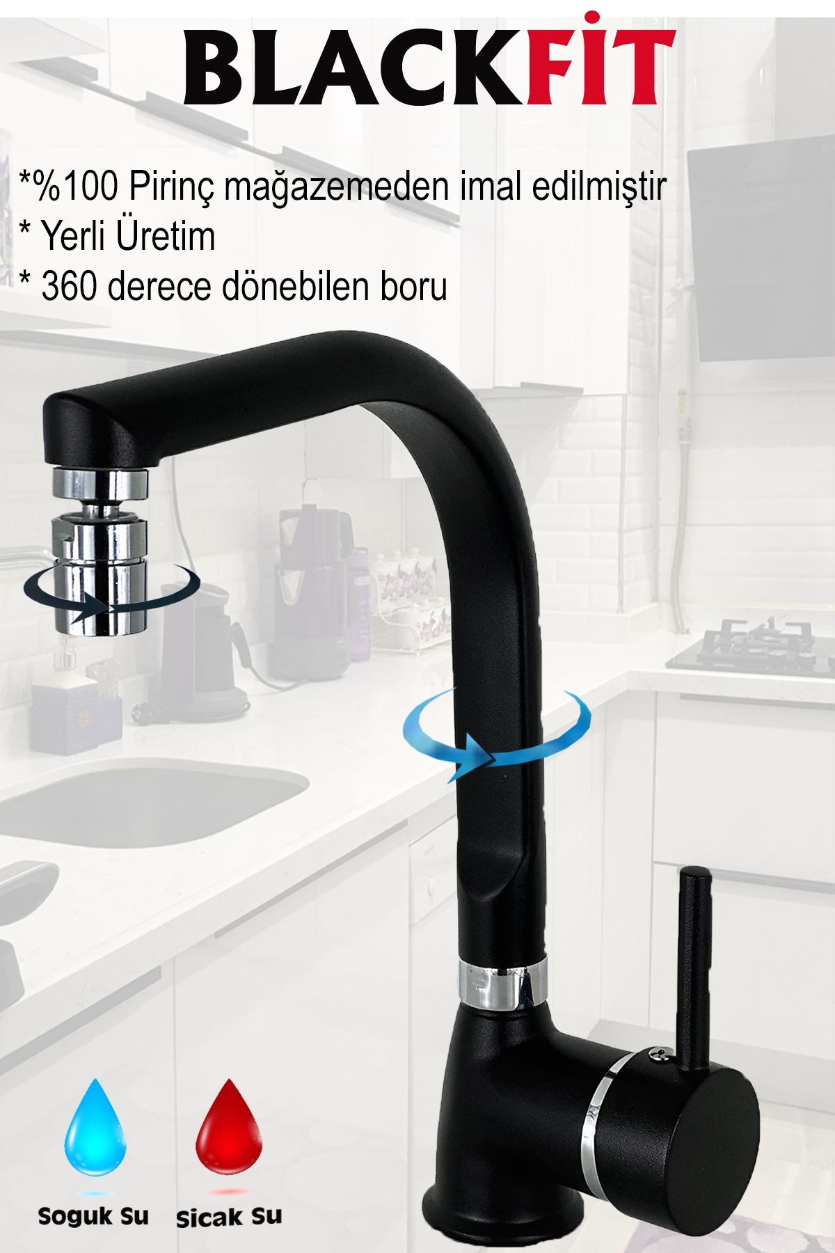 Siyah Mutfak Bataryası Banyo Duş Bataryası Sürgülü Duş Seti Banyo Çeşmesi Lavabo Bataryası