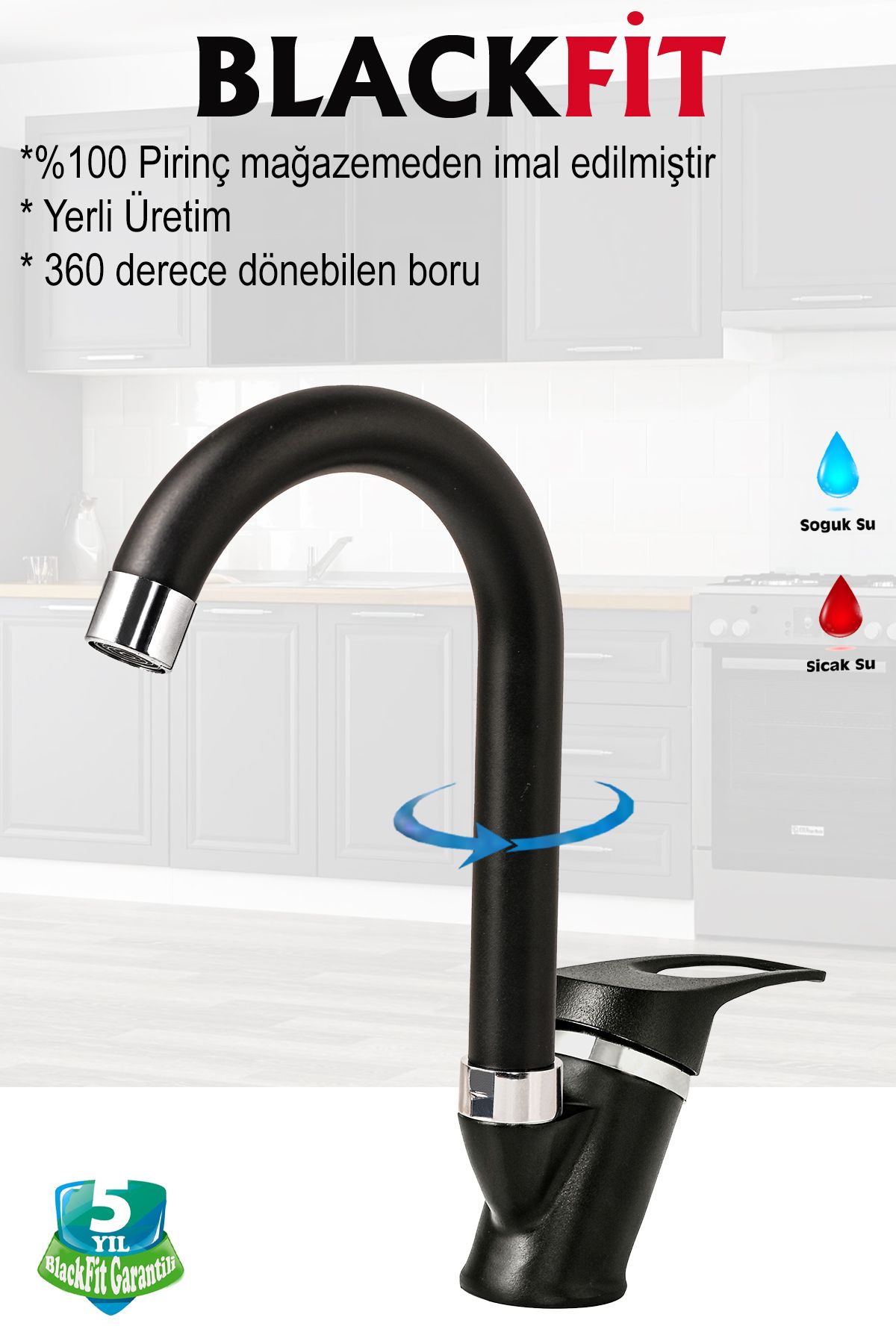 Siyah Tepe Duş Seti Duş Robotu Duş Başlığı Mix Banyo Lavabo Bataryası Mutfak Çeşmesi