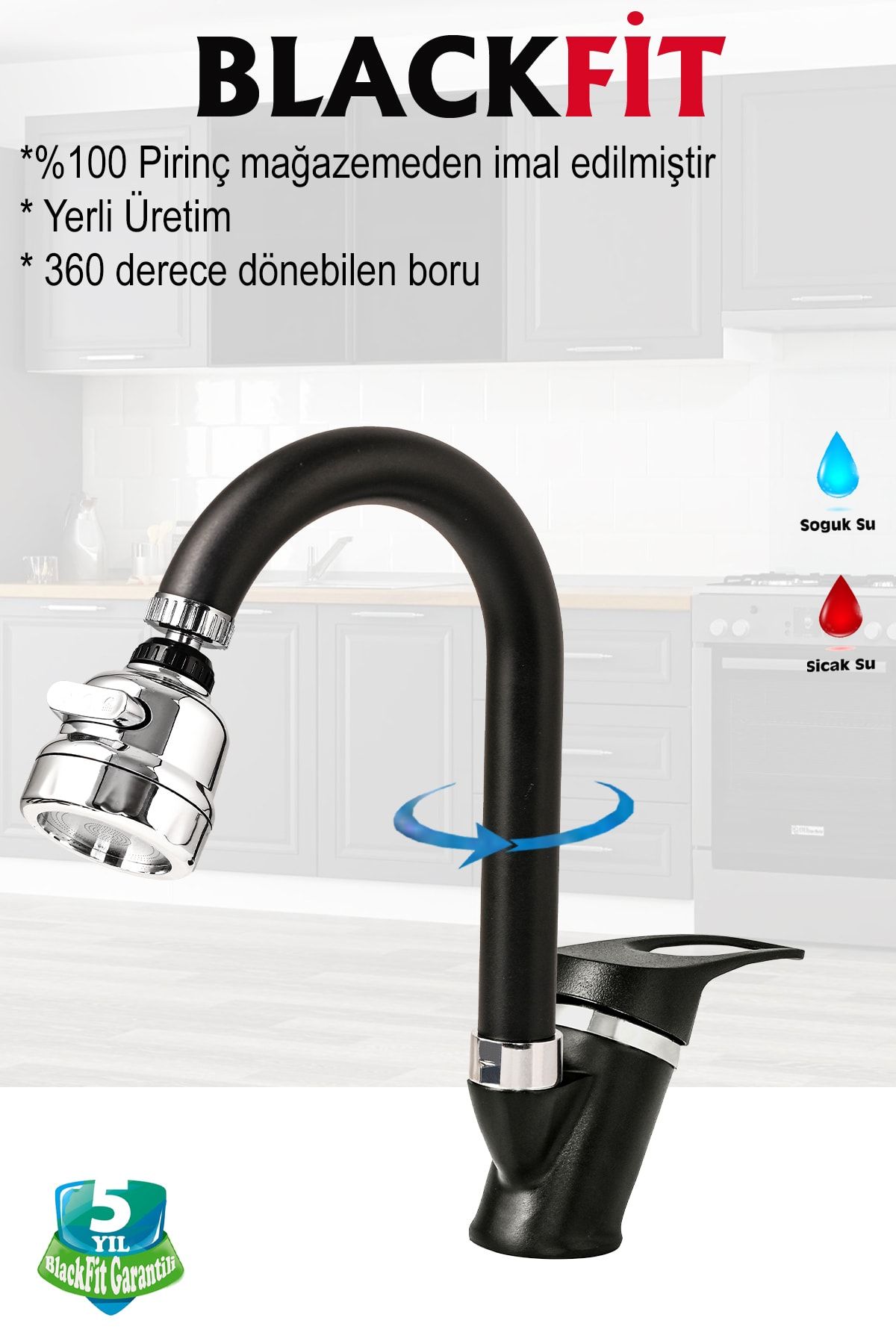 Siyah Mix Lavabo Bataryası Filtreli Oynar Başlıklı Banyo Musluğu Banyo Çeşmesi Çift Su Girişli