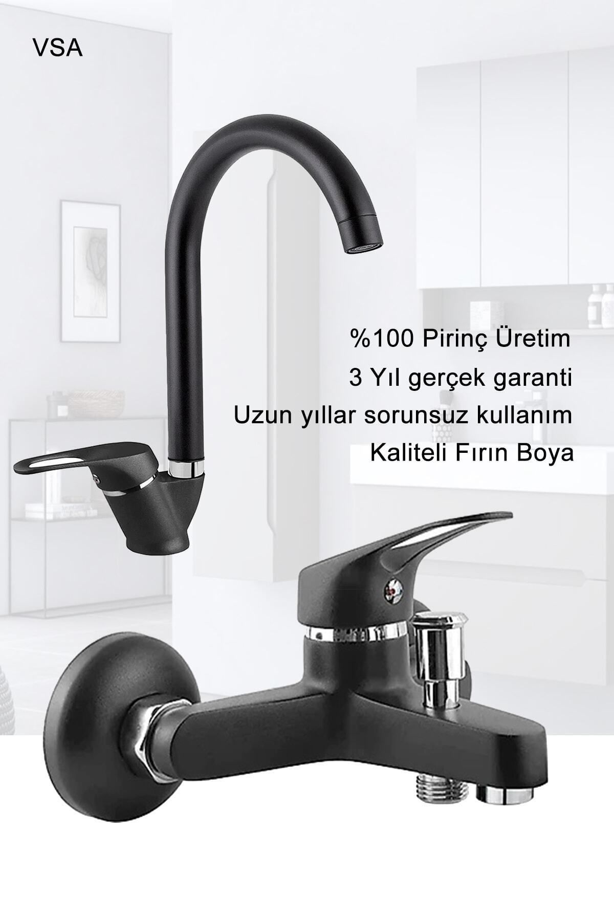 Siyah Robot Yağmurlama Duş Seti Mix Siyah Banyo Lavabo Bataryası Seti