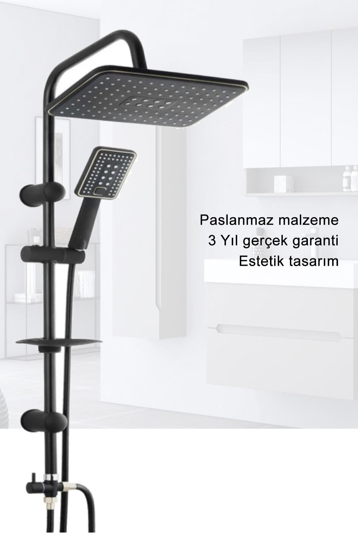 Siyah Robot Yağmurlama Duş Seti Mix Siyah Banyo Lavabo Bataryası Seti