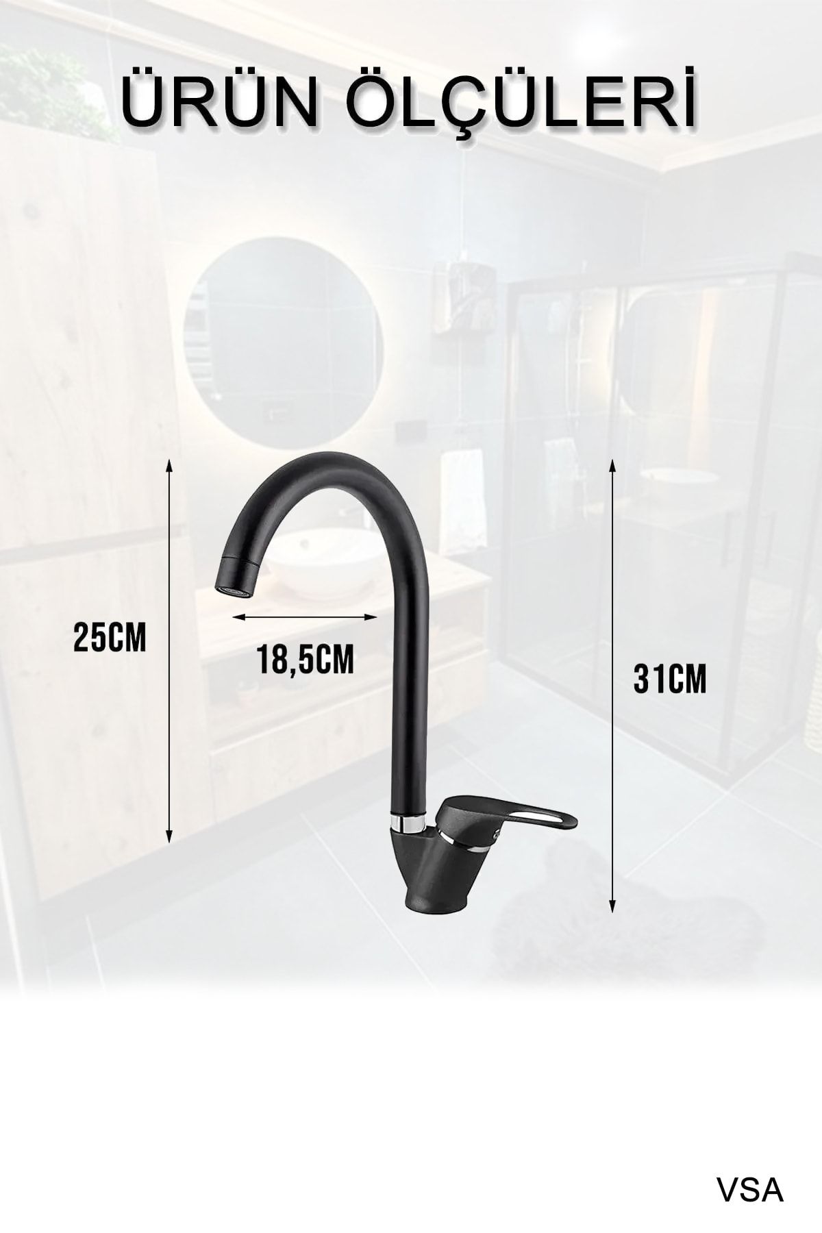 Siyah Robot Siyah Tepe Yağmurlama Duş Seti Mutfak Banyo Lavabo Bataryası Set