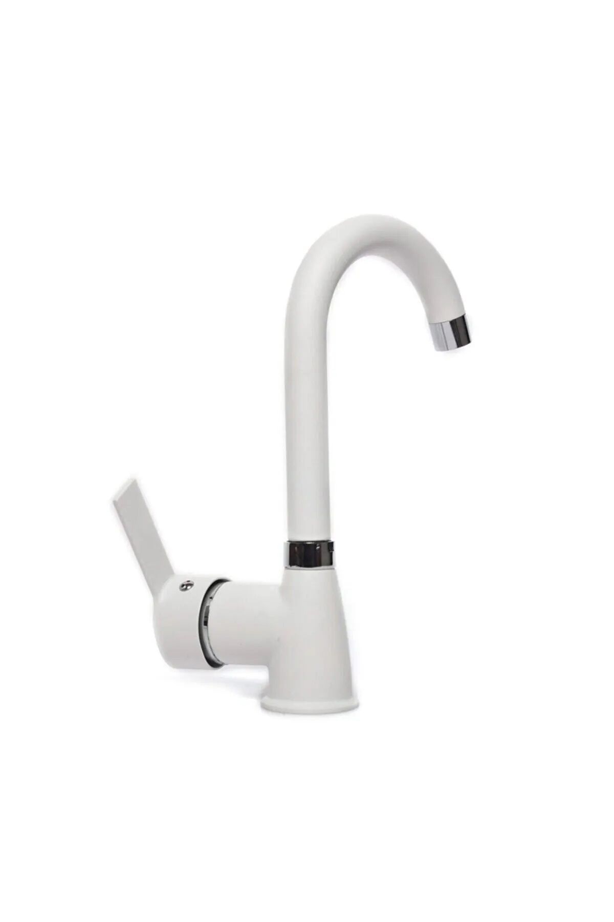 Beyaz Kısa Lavabo Bataryası Delta Banyo Sıcak Soğuk Su Girişli Musluk