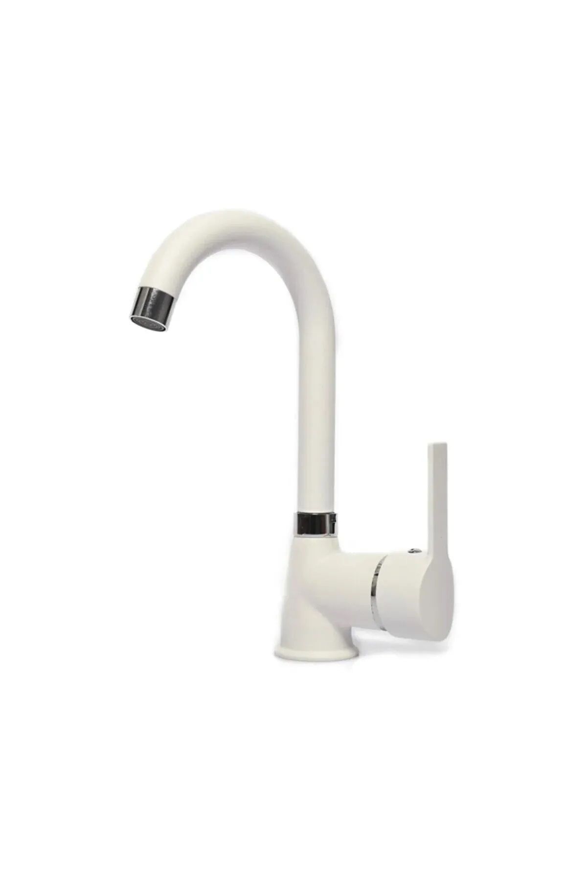 Beyaz Kısa Lavabo Bataryası Delta Banyo Sıcak Soğuk Su Girişli Musluk