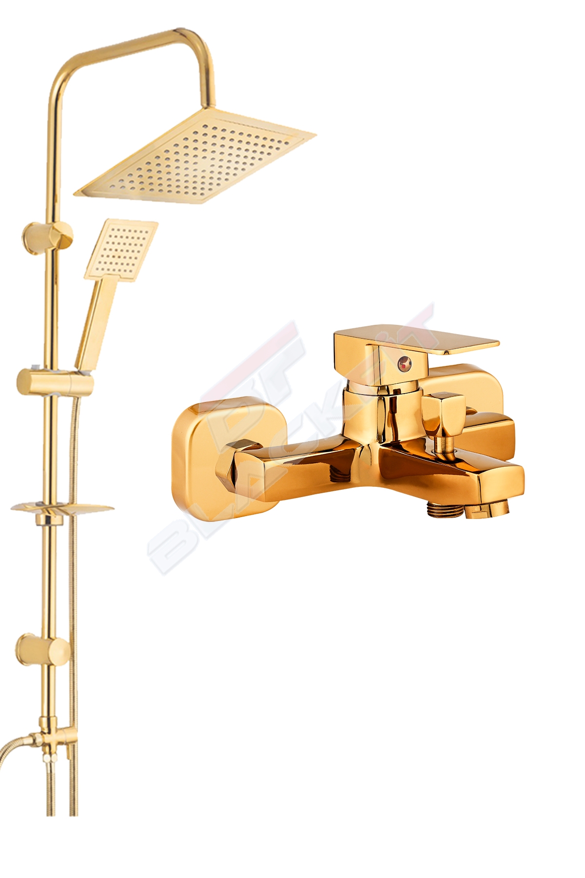 Gold Kare Banyo Duş Bataryası Tepe Duş Seti Duş Başlığıı