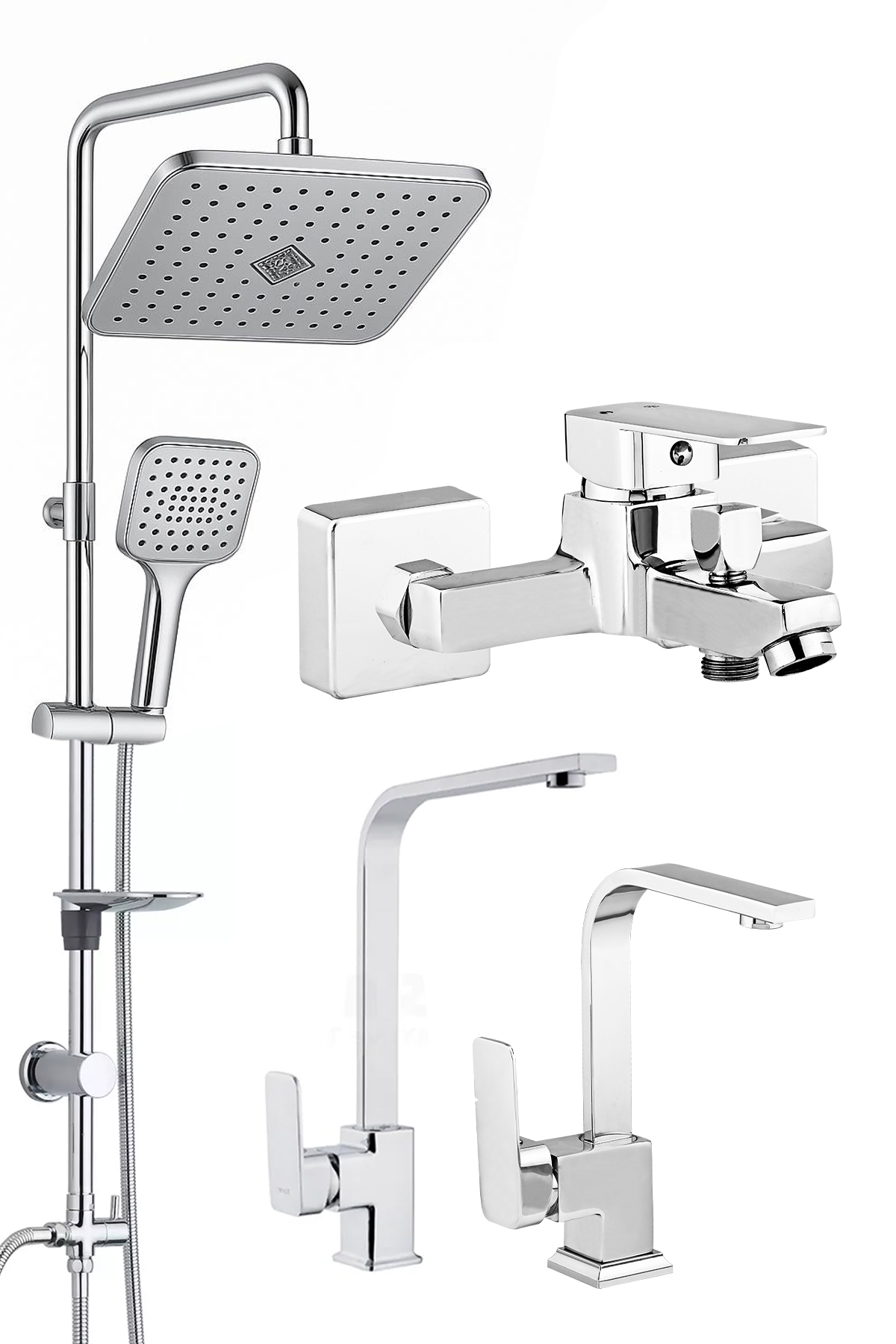 Krom Tepe Duş Seti Duş Başlığı Mutfak Lavabo Banyo Bataryası Çeşme