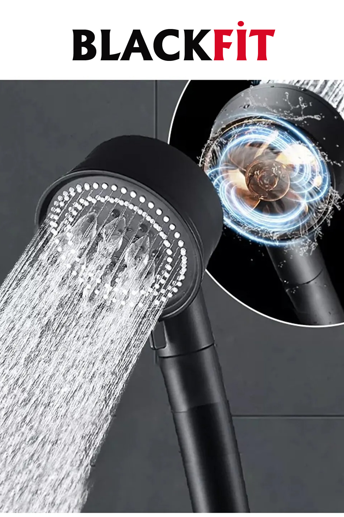  Siyah Duş Seti Pervaneli Duş Başlığı Duş Çeşmesi Banyo Duş Bataryası Duş Çeşmesi