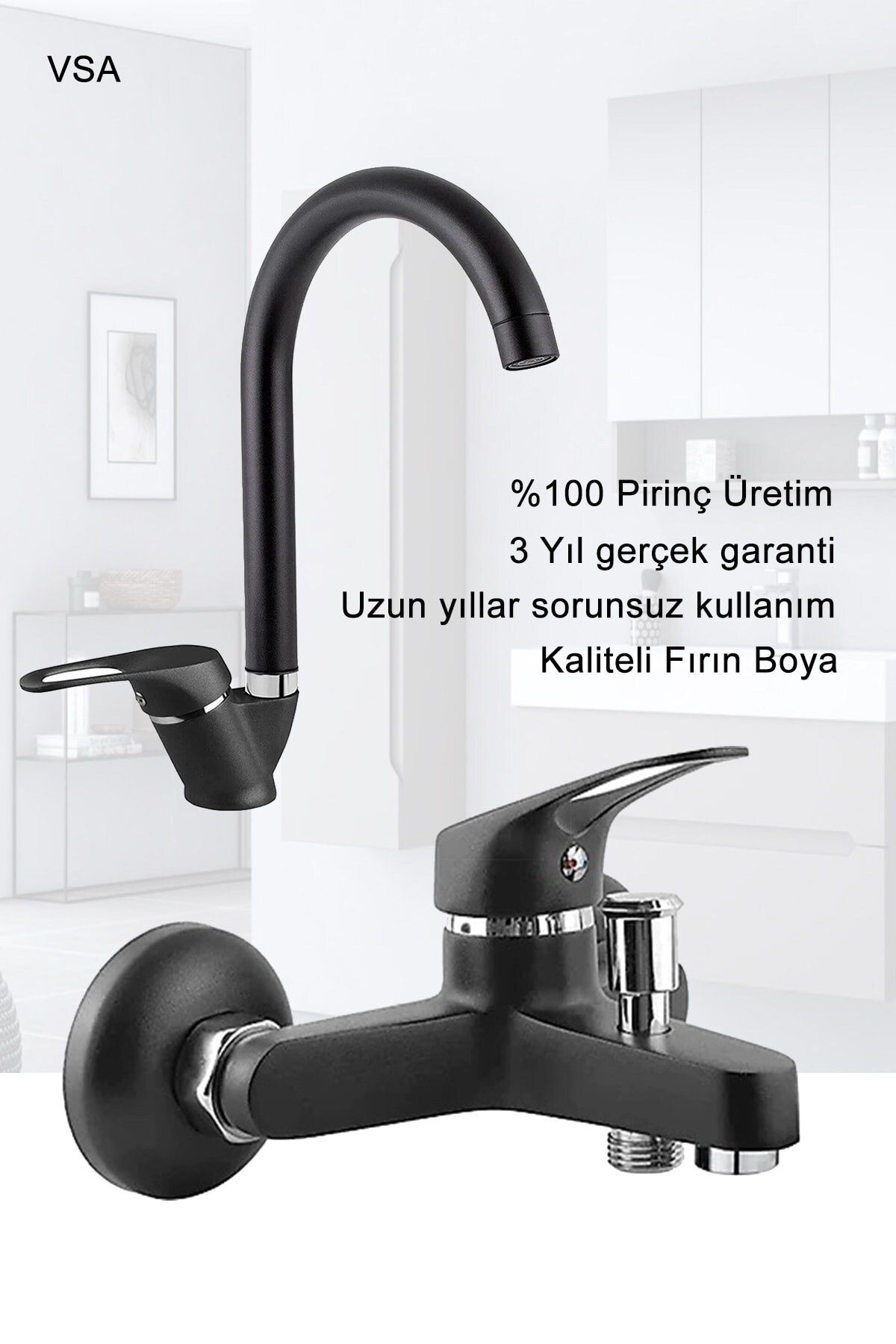 Siyah Robot Yağmurlama Duş Seti Mix Siyah Banyo Lavabo Bataryası Seti