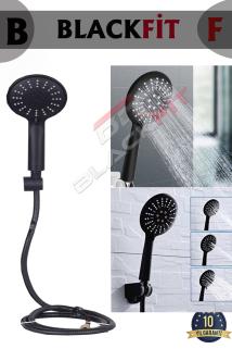 Mat Siyah 3 Fonksiyonlu Tasarruflu Duş Başlığı Hortum Mafsal