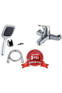 Banyo Bataryası Duş Seti Kare Siyah Duş Başlığı Batarya Seti / 5 Yıl Garantili