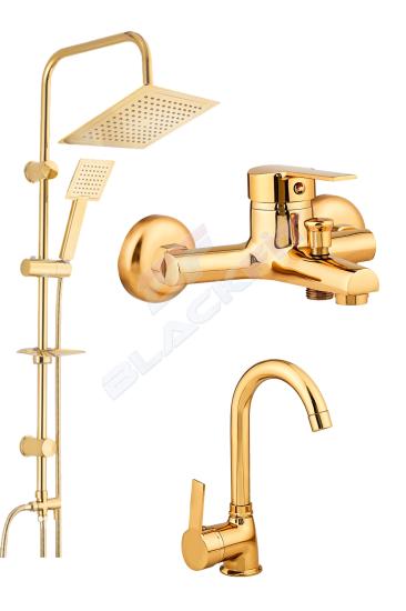 Gold Delta Tepe Duş Seti Robotu Banyo Lavabo Bataryası