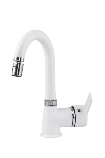 Delta Lüks Çift Su Girişli Beyaz Banyo Lavabo Bataryası 