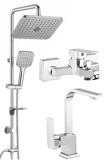 Krom Tepe Duş Seti Duş Başlığı Mutfak Lavabo Banyo Bataryası Çeşme