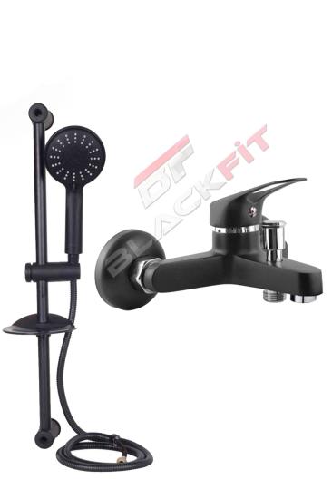 10 Yıl Garantili Mix Siyah Aç Kapa Çift Su Girişli Banyo Bataryası Sürgülü Duş Seti Duş Başlığı