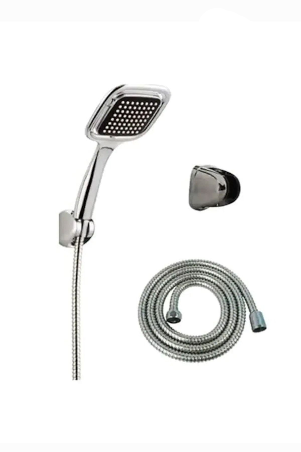 Siyah Kare Banyo Duş Seti Hortum Mafsal Ve Başlık Set Duş Başlığı